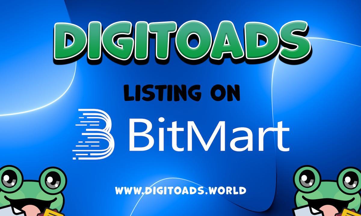 New Meme Coin DigiToads (TOADS) token to list on BitMart Exchange