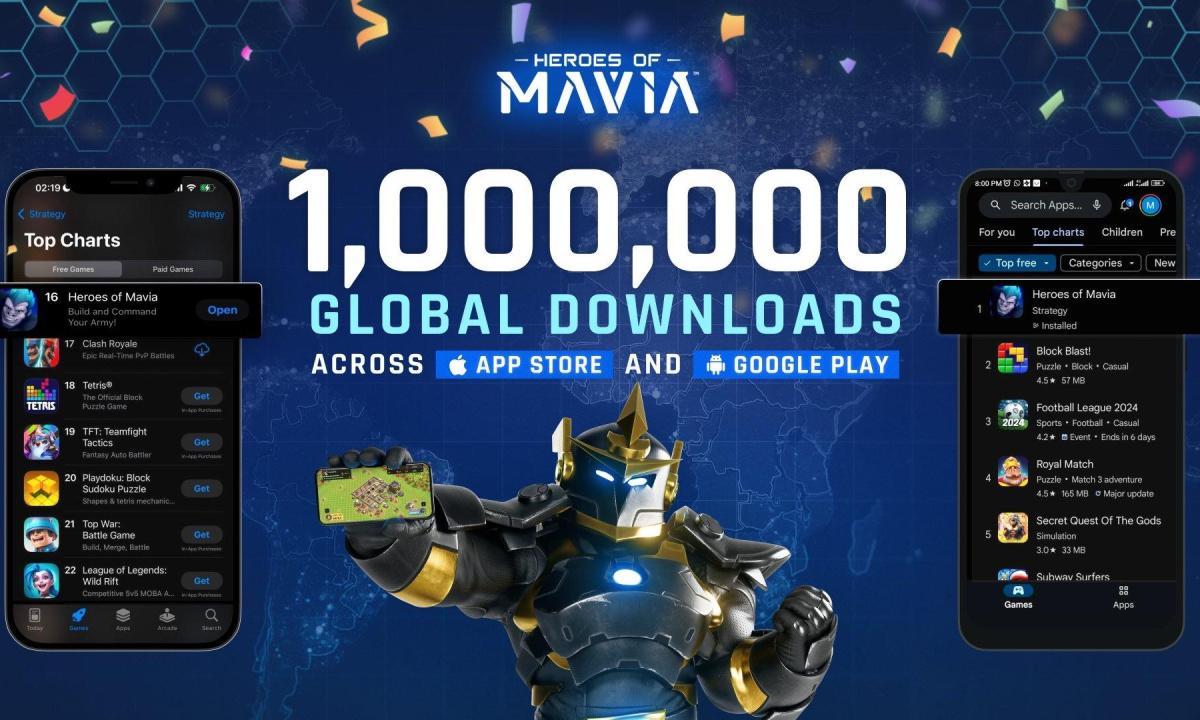 Heroes of Mavia Surpasses 1 Million Downloads, Dominates Global App Store Rankings Before Token Launch